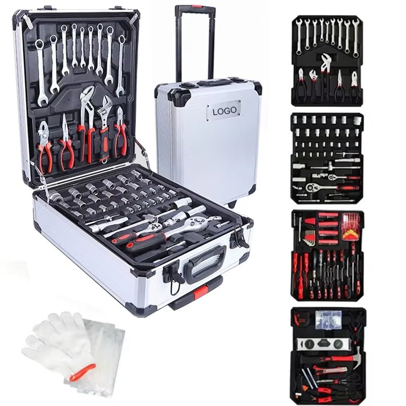 499 Pcs Professional Aluminum Trolley Household Hand Hardware Tools Socket Set Mechanic Car Repair Tool Kit - Revved Up Auto