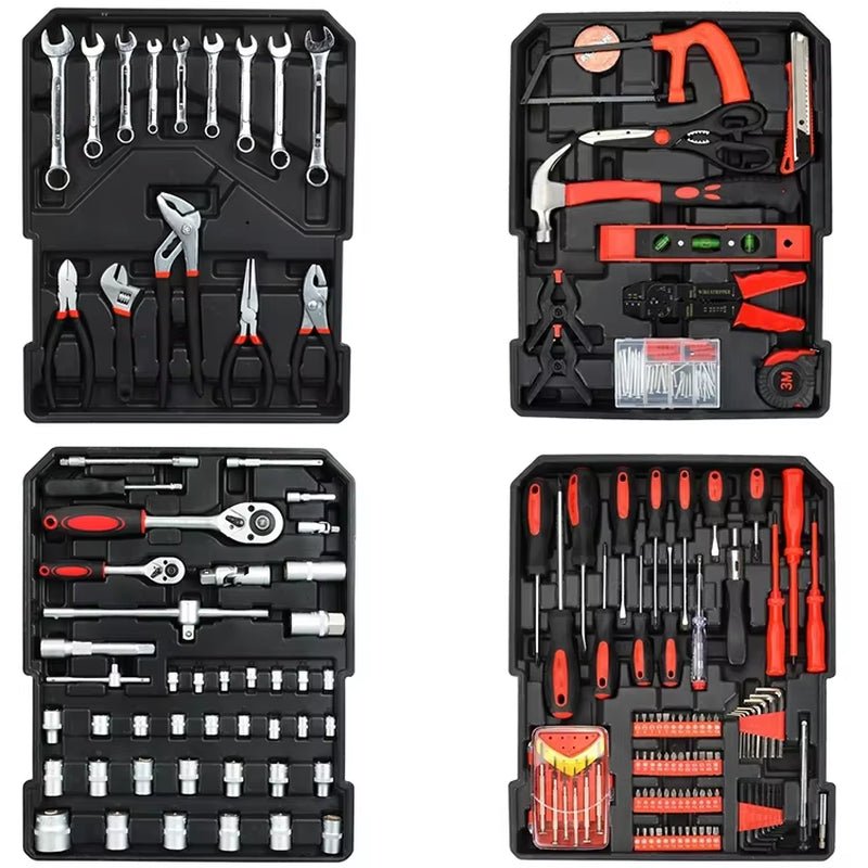499 Pcs Professional Aluminum Trolley Household Hand Hardware Tools Socket Set Mechanic Car Repair Tool Kit - Revved Up Auto