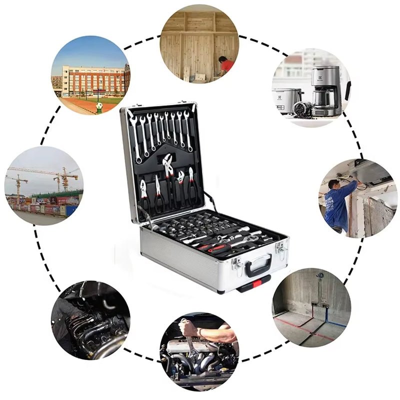 499 Pcs Professional Aluminum Trolley Household Hand Hardware Tools Socket Set Mechanic Car Repair Tool Kit - Revved Up Auto