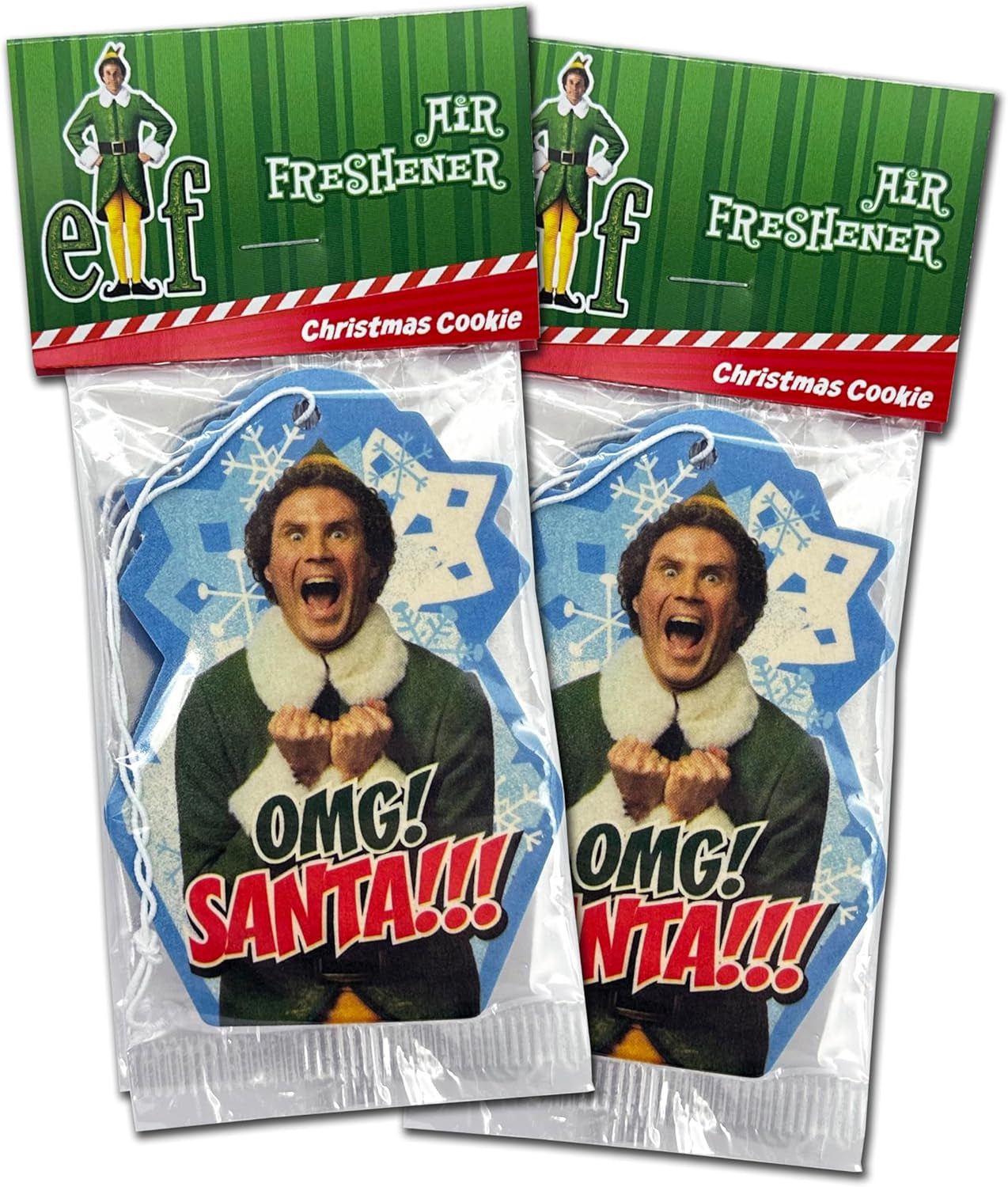 Elf Movie OMG Santa Automotive Air Fresheners for Vehicles | Christmas Cookie Scent (6-Pack) | Made in the USA