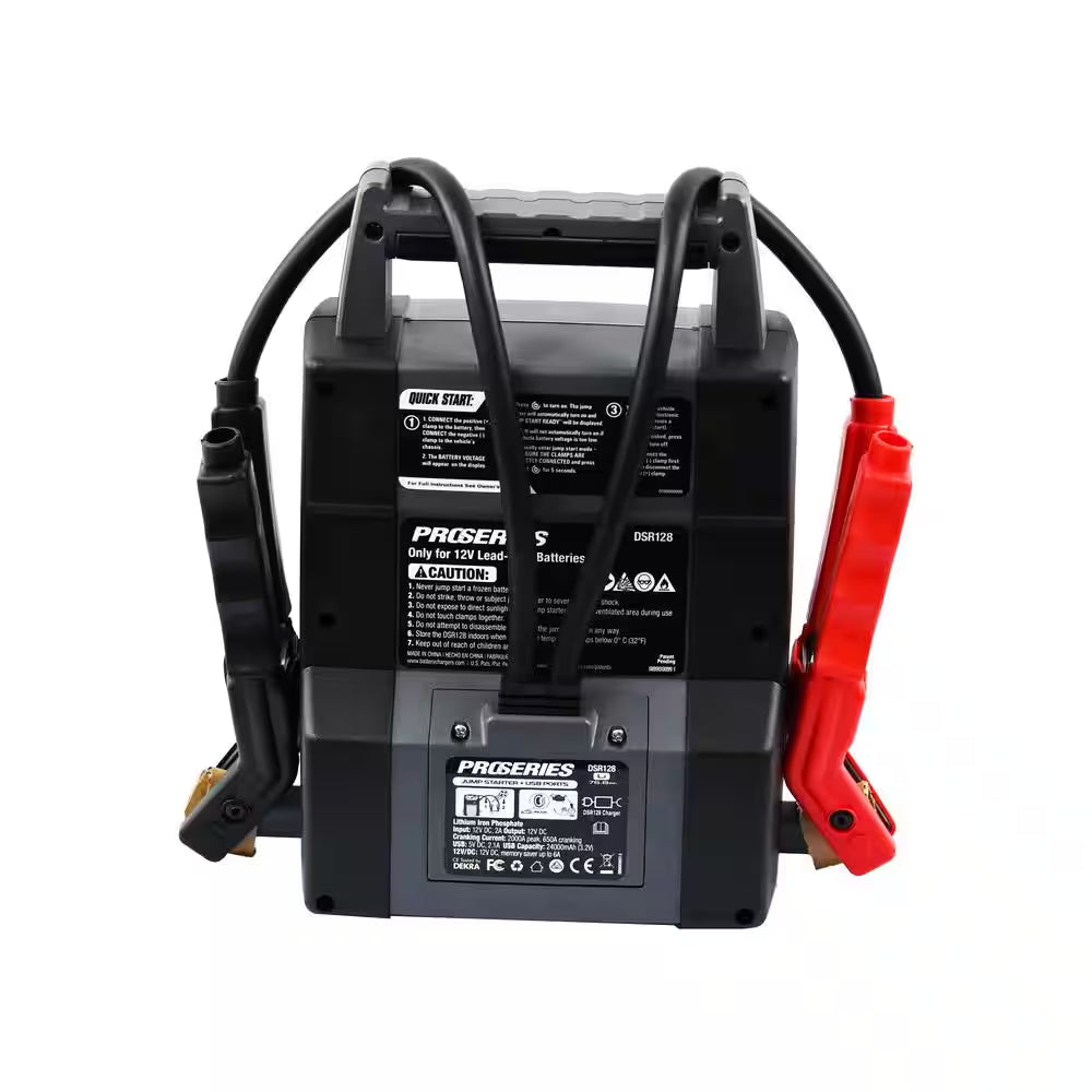 DSR Professional Grade 12 Volt, 2000 Peak Amps, Portable Lithium Ion Jump Starter with USB Power