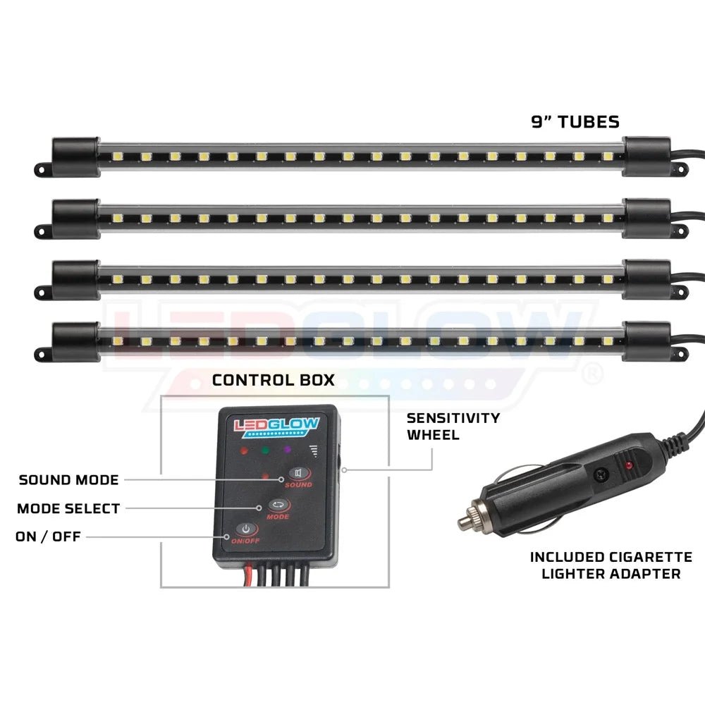 4Pc Purple LED Interior Underdash Lighting Kit - Revved Up Tools