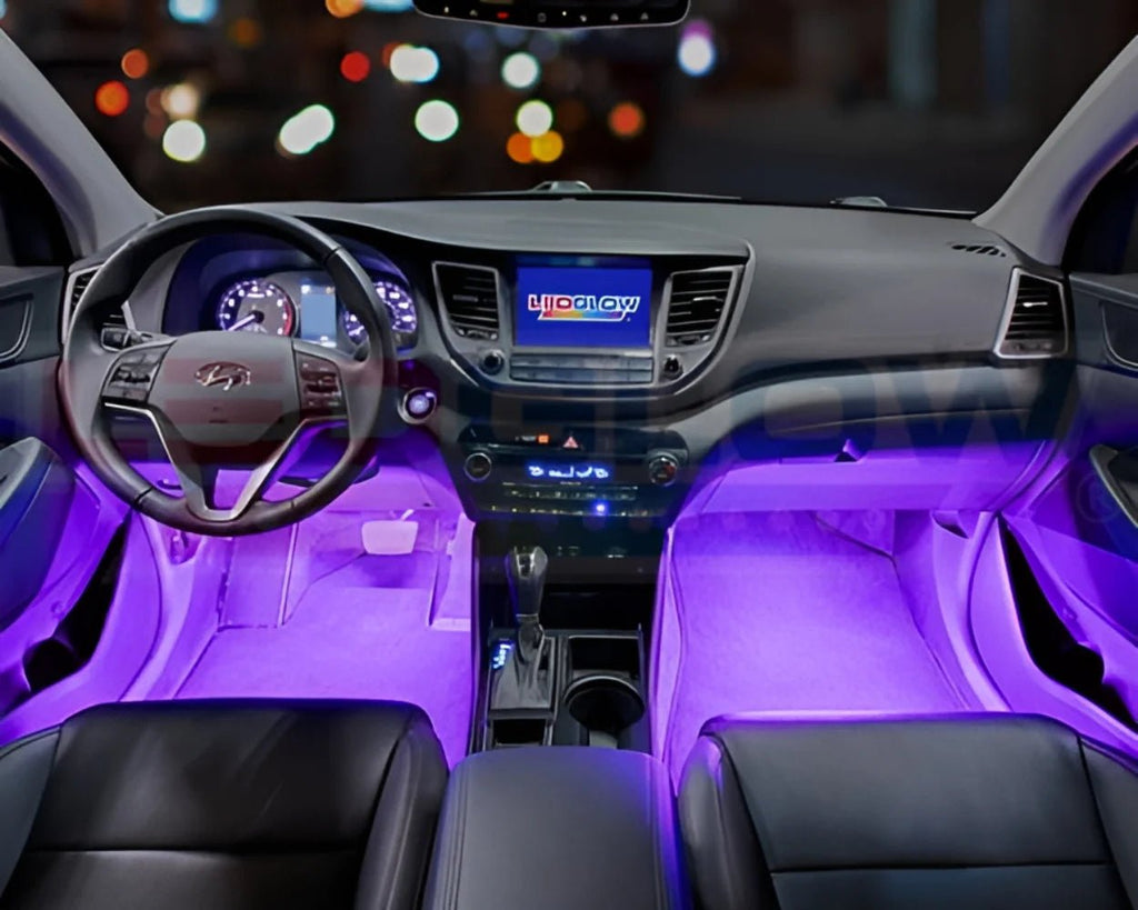 4Pc Purple LED Interior Underdash Lighting Kit - Revved Up Tools