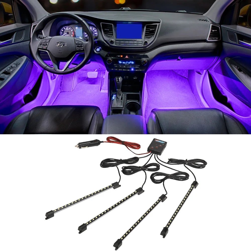 4Pc Purple LED Interior Underdash Lighting Kit - Revved Up Tools