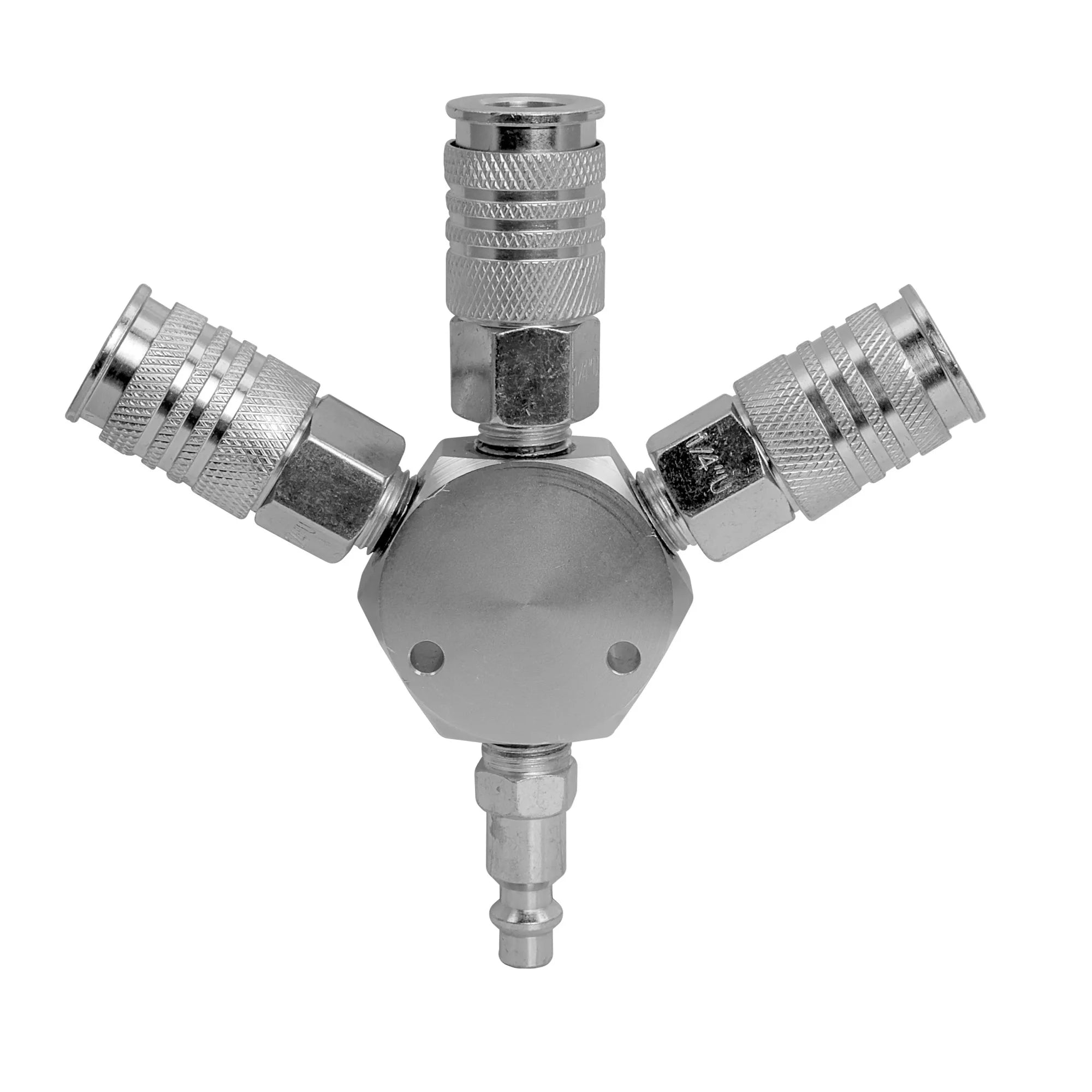 (2 Pack)  3-Way Universal Steel Air Manifold Fits with 1/4" Coupler& Plug, HT3WAM, Weight: 0.76Lbs