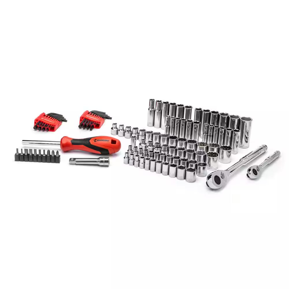 1/4 In. and 3/8 In. Drive 6 and 12-Point Standard and Deep Sae/Metric Mechanics Tool Set with Case (121-Piece)