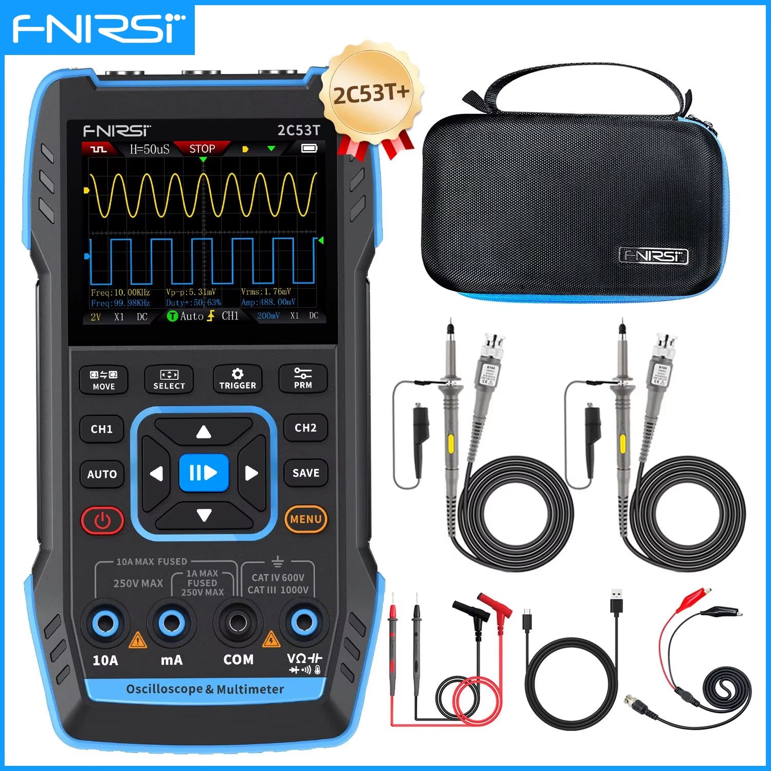 2C23T 2C53T Upgrade 50Mhz Handheld Digital Oscilloscope Multimeter Signal Generator 3 in 1 Dual Channel Automotive Tools