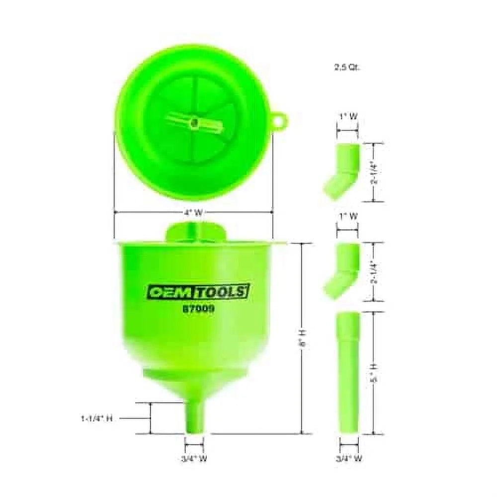 No-Spill Coolant Funnel Kit, 15 Piece Fluid & Oil Funnel Set