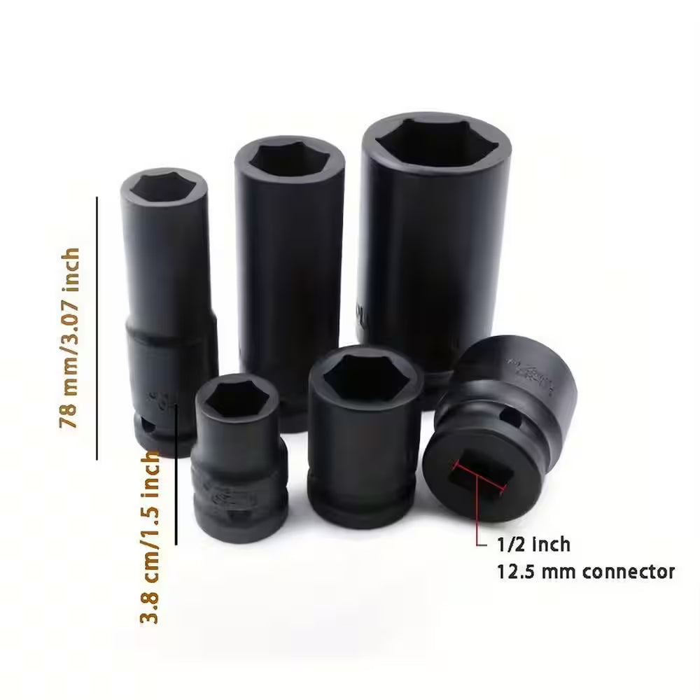 35-Piece 1/2In. Professional Pneumatic Socket Set with Long & Short Sockets, Air Cannon, Hex Extensions, and Rotary Tool