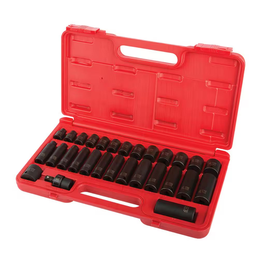 3/8 In. Drive Standard and Deep Metric Impact Socket Set (29-Piece)