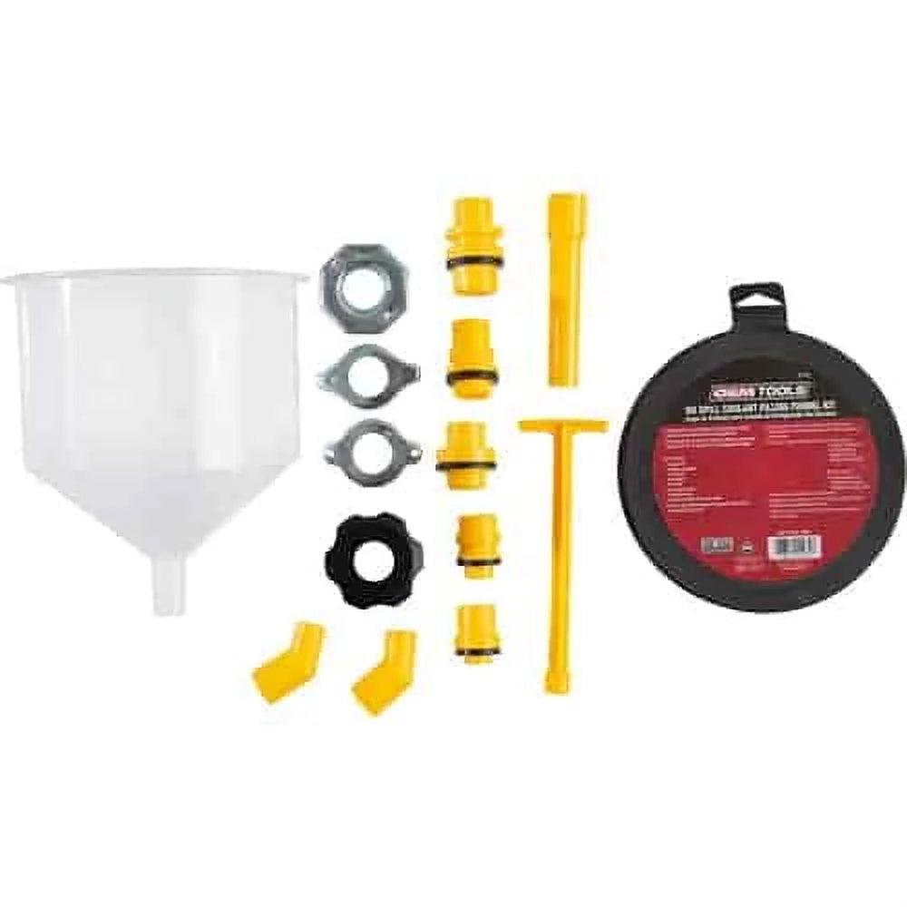 No-Spill Coolant Funnel Kit, 15 Piece Fluid & Oil Funnel Set
