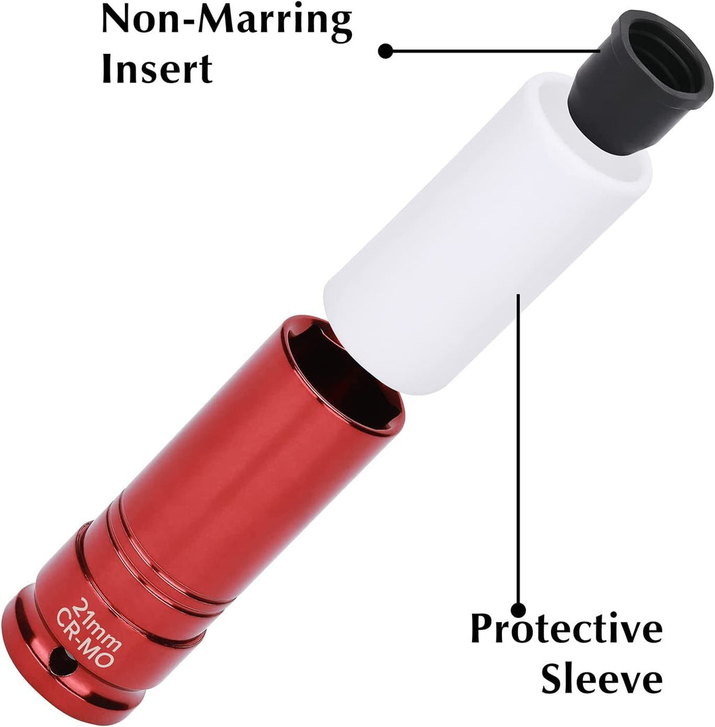 7PCS 1/2" Drive Thin Wall Deep Wheel Protector Impact Socket Set, CR - MO, Lug Nut Impact Socket Set - 17Mm, 19Mm, 21Mm, 22Mm, 23Mm, 24Mm, 27Mm - Revved Up Auto