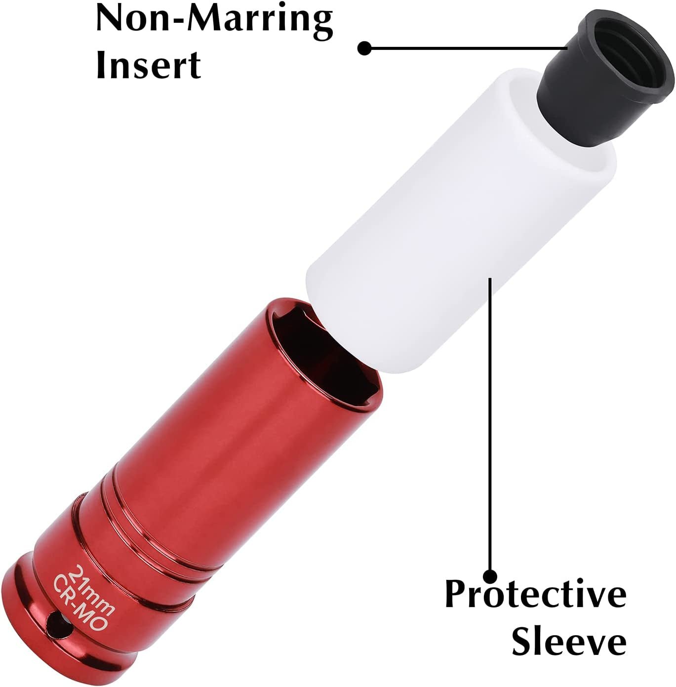 7PCS 1/2" Drive Thin Wall Deep Wheel Protector Impact Socket Set, CR - MO, Lug Nut Impact Socket Set - 17Mm, 19Mm, 21Mm, 22Mm, 23Mm, 24Mm, 27Mm - Revved Up Auto