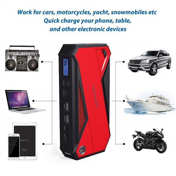 800A Peak 18000mAh Portable Car Jump Starter Battery Booster - Revved Up Tools