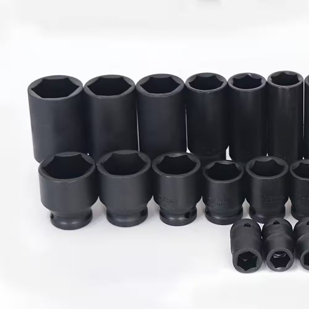 35-Piece 1/2In. Professional Pneumatic Socket Set with Long & Short Sockets, Air Cannon, Hex Extensions, and Rotary Tool