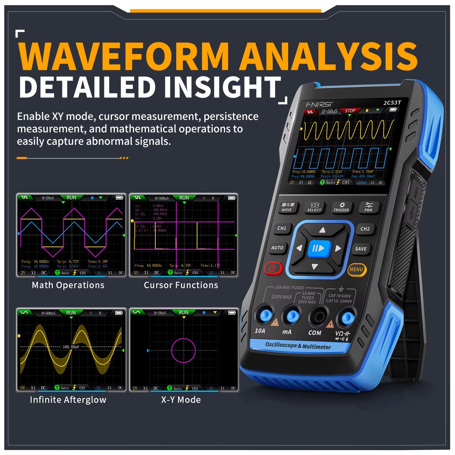 2C23T 2C53T Upgrade 50Mhz Handheld Digital Oscilloscope Multimeter Signal Generator 3 in 1 Dual Channel Automotive Tools