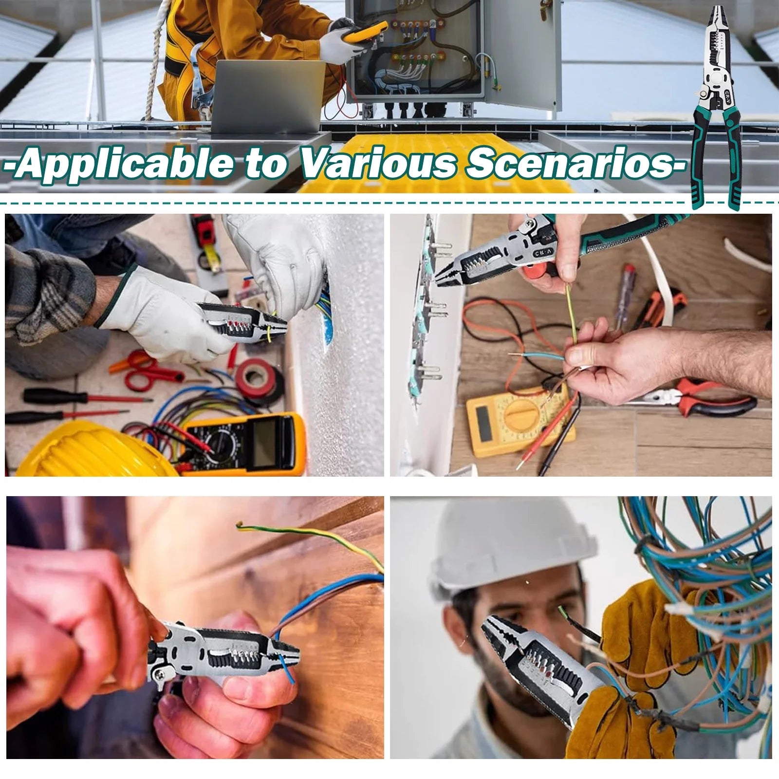 9 in 1 Multipurpose Wire Stripper, 9’’ Heavy Duty Super Tough Electrical Wire Pliers Crimper, Electrical Lineman Wire Stripper Tool with Wire Cutter, Wiring Tools - Revved Up Auto