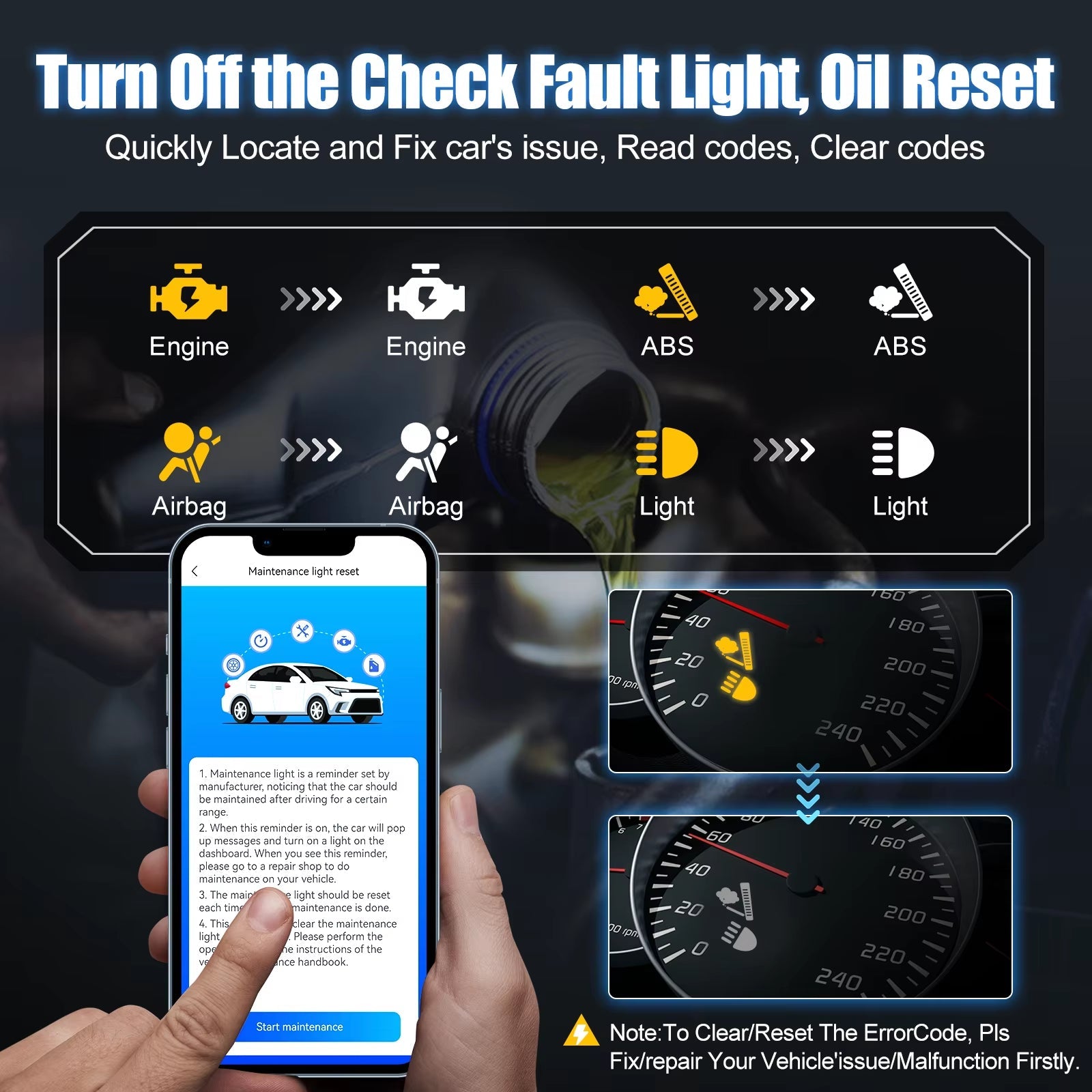 Advancer Ad20Pro Bluetooth OBD2 Scanner Car All System Automotive Diagnostic Tools Free Application Engine Check Oil Reset - Revved Up Auto