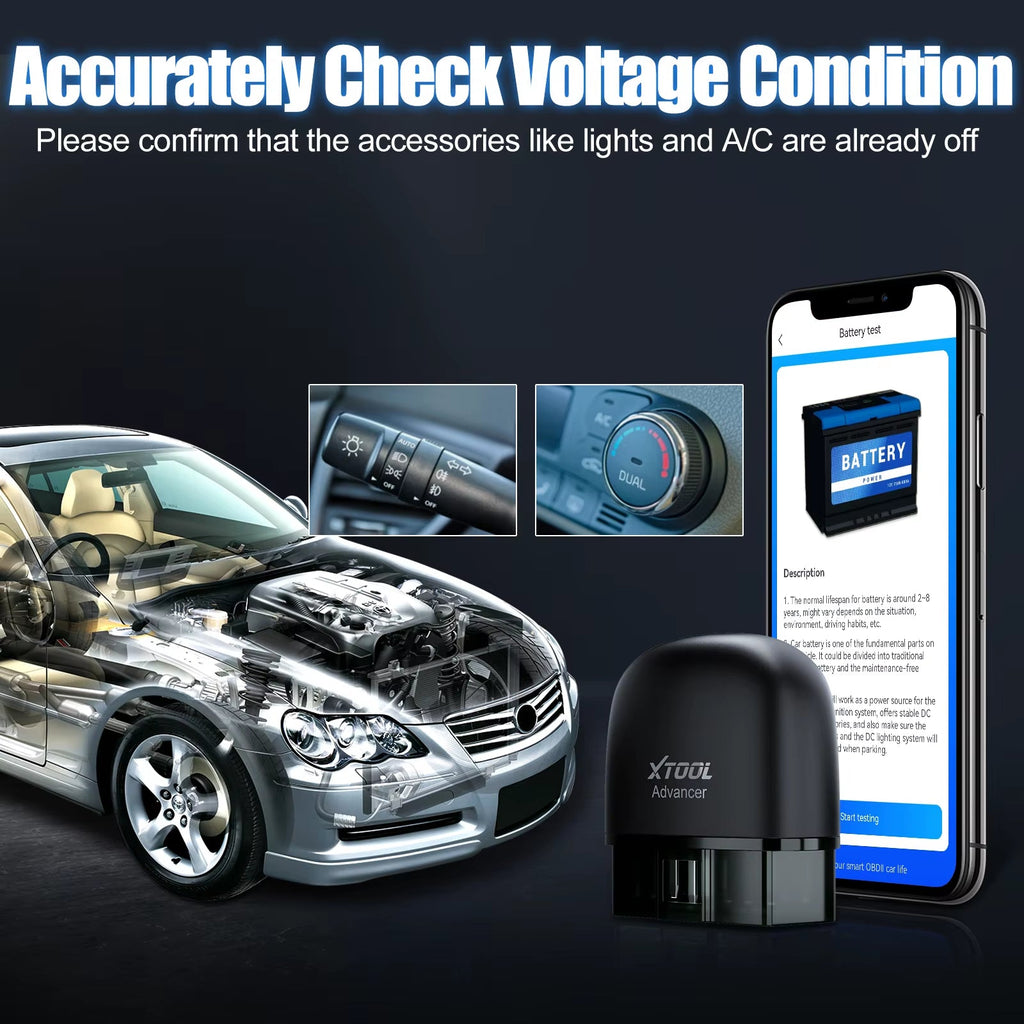 Advancer Ad20Pro Bluetooth OBD2 Scanner Car All System Automotive Diagnostic Tools Free Application Engine Check Oil Reset - Revved Up Auto