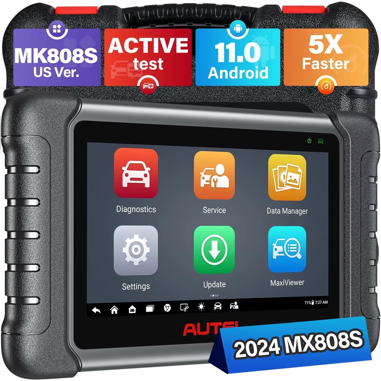 Autel Scanner Maxicheck MX808S Diagnostic Tool Cheapest Autel Tablet Model with Android 11, 4+64GB, Wired Version of MK808BT PRO - Revved Up Auto