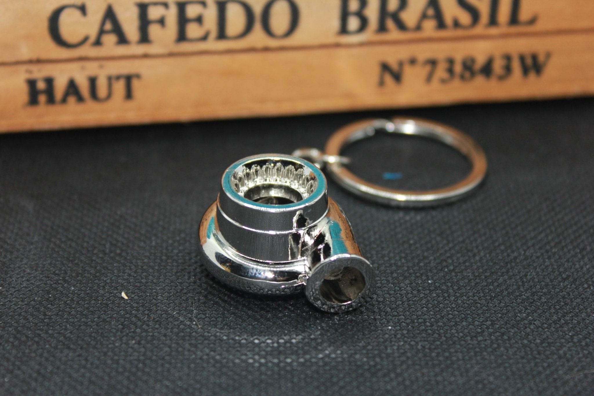 Automotive Racing Chrome Turbo Key Chain Spinning - Revved Up Auto