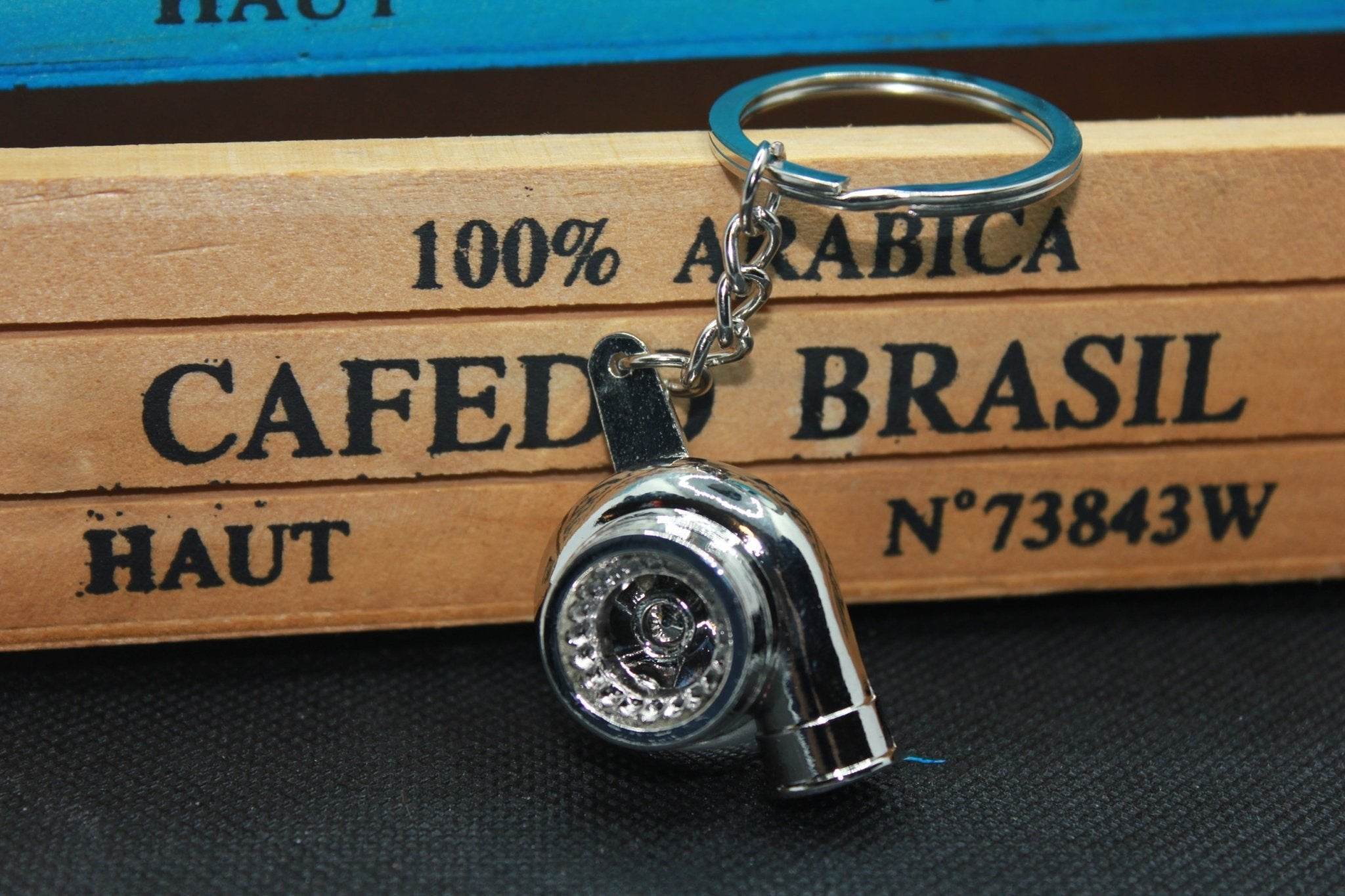 Automotive Racing Chrome Turbo Key Chain Spinning - Revved Up Auto