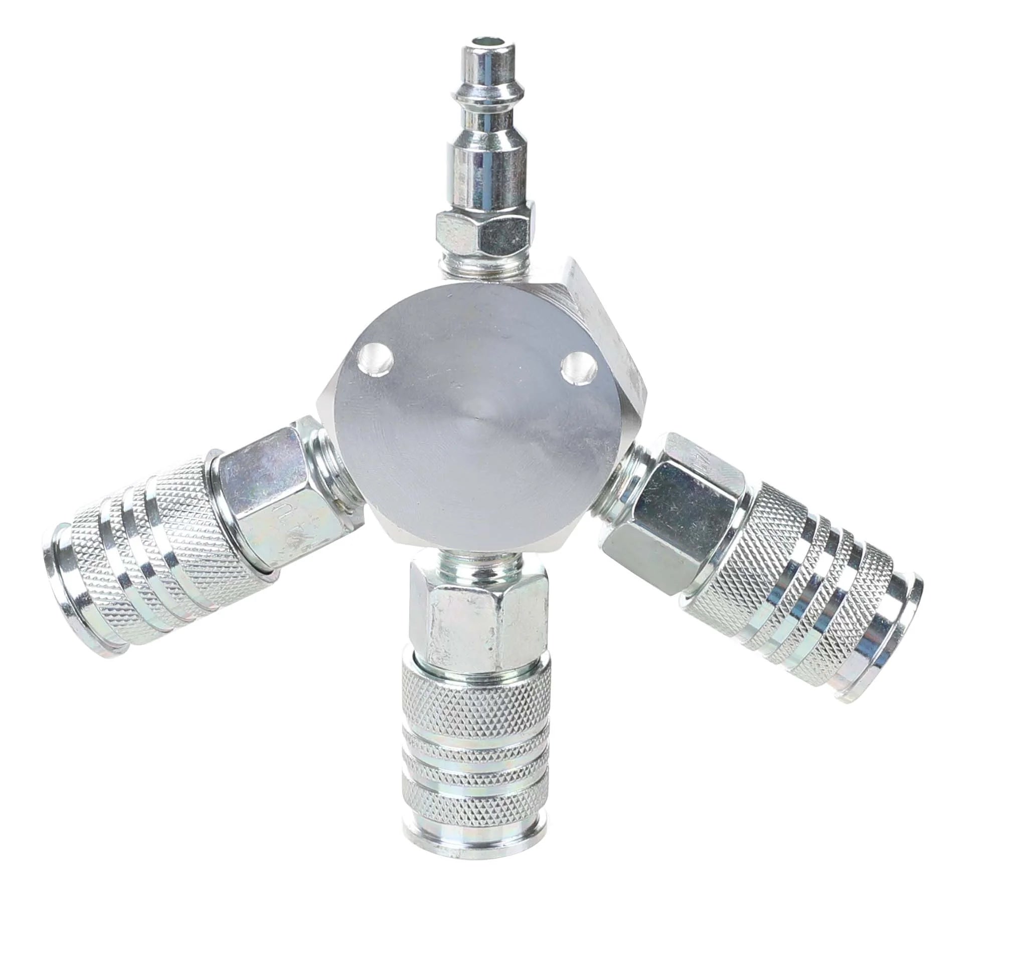 (2 Pack)  3-Way Universal Steel Air Manifold Fits with 1/4" Coupler& Plug, HT3WAM, Weight: 0.76Lbs