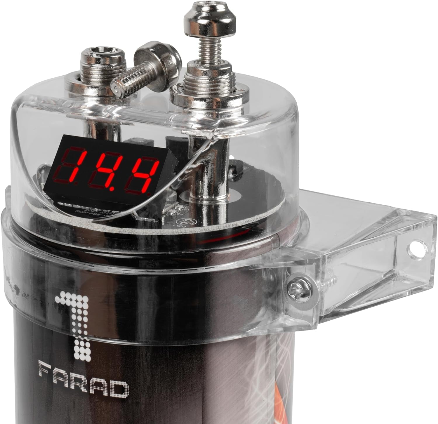 BB1D 1.0 Farad Car Audio Power Capacitor with Red Digital Voltage Display - Revved Up Tools