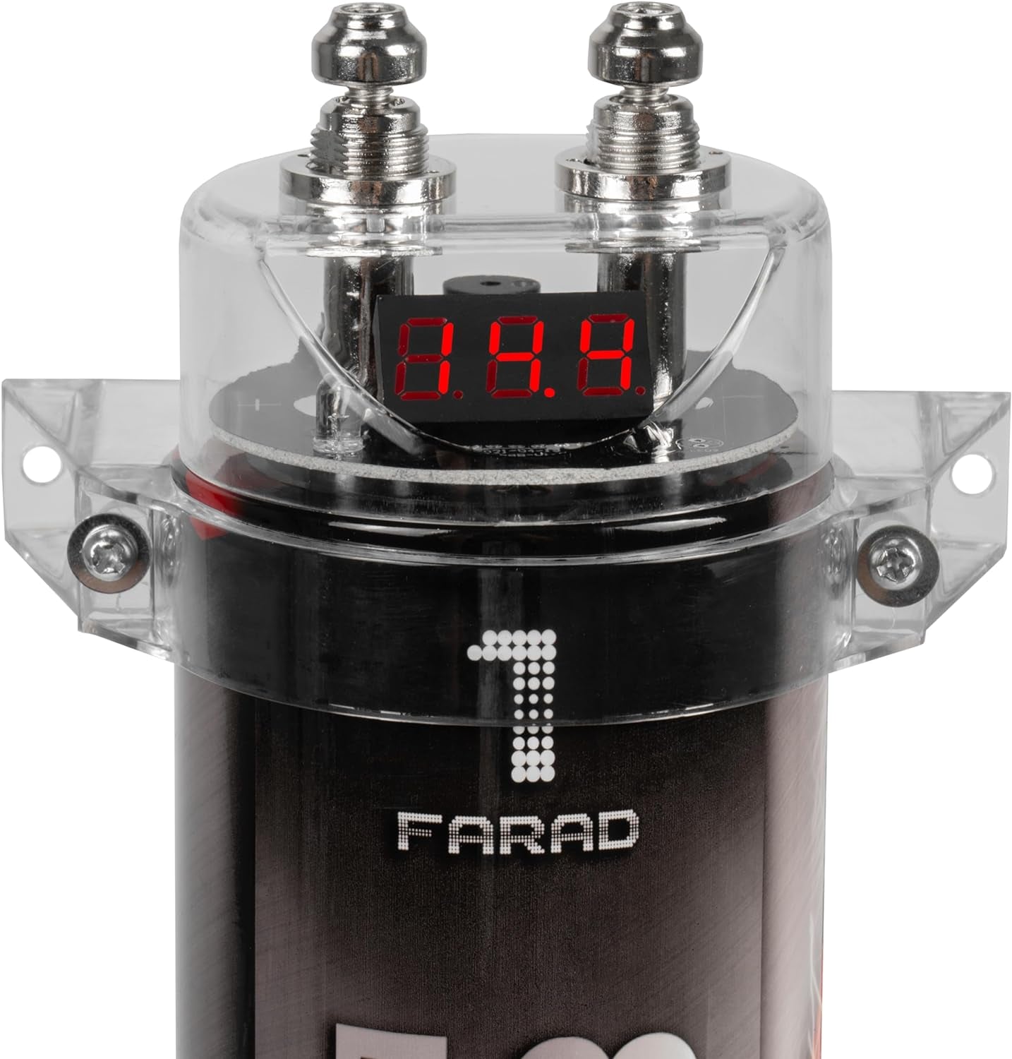 BB1D 1.0 Farad Car Audio Power Capacitor with Red Digital Voltage Display - Revved Up Tools