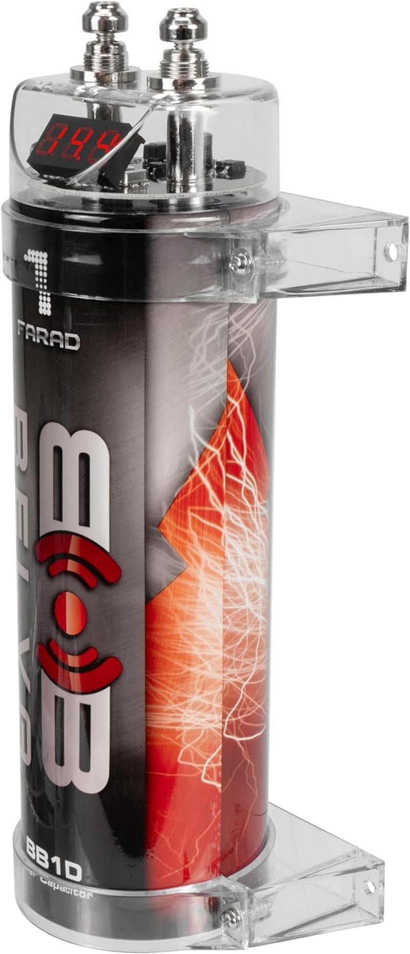 BB1D 1.0 Farad Car Audio Power Capacitor with Red Digital Voltage Display - Revved Up Tools