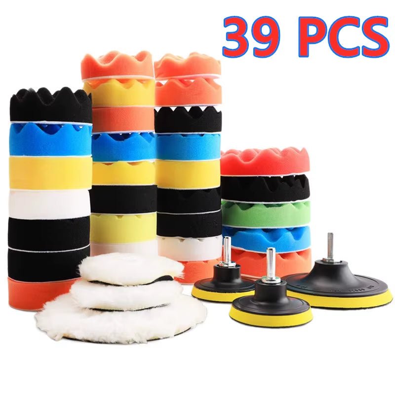 Car Polishing Sponge Pads Kit Foam Pad Buffer Kit Polishing Machine Wax Pads for Auto Motorcycle Motor Vehicle Removes Scratches - Revved Up Tools