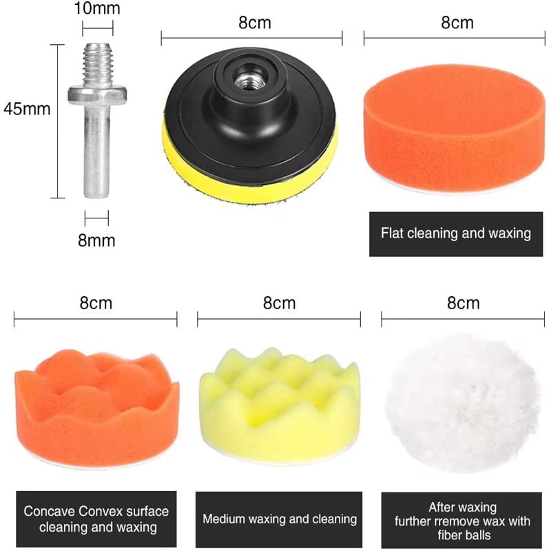 Car Polishing Sponge Pads Kit Foam Pad Buffer Kit Polishing Machine Wax Pads for Auto Motorcycle Motor Vehicle Removes Scratches - Revved Up Tools