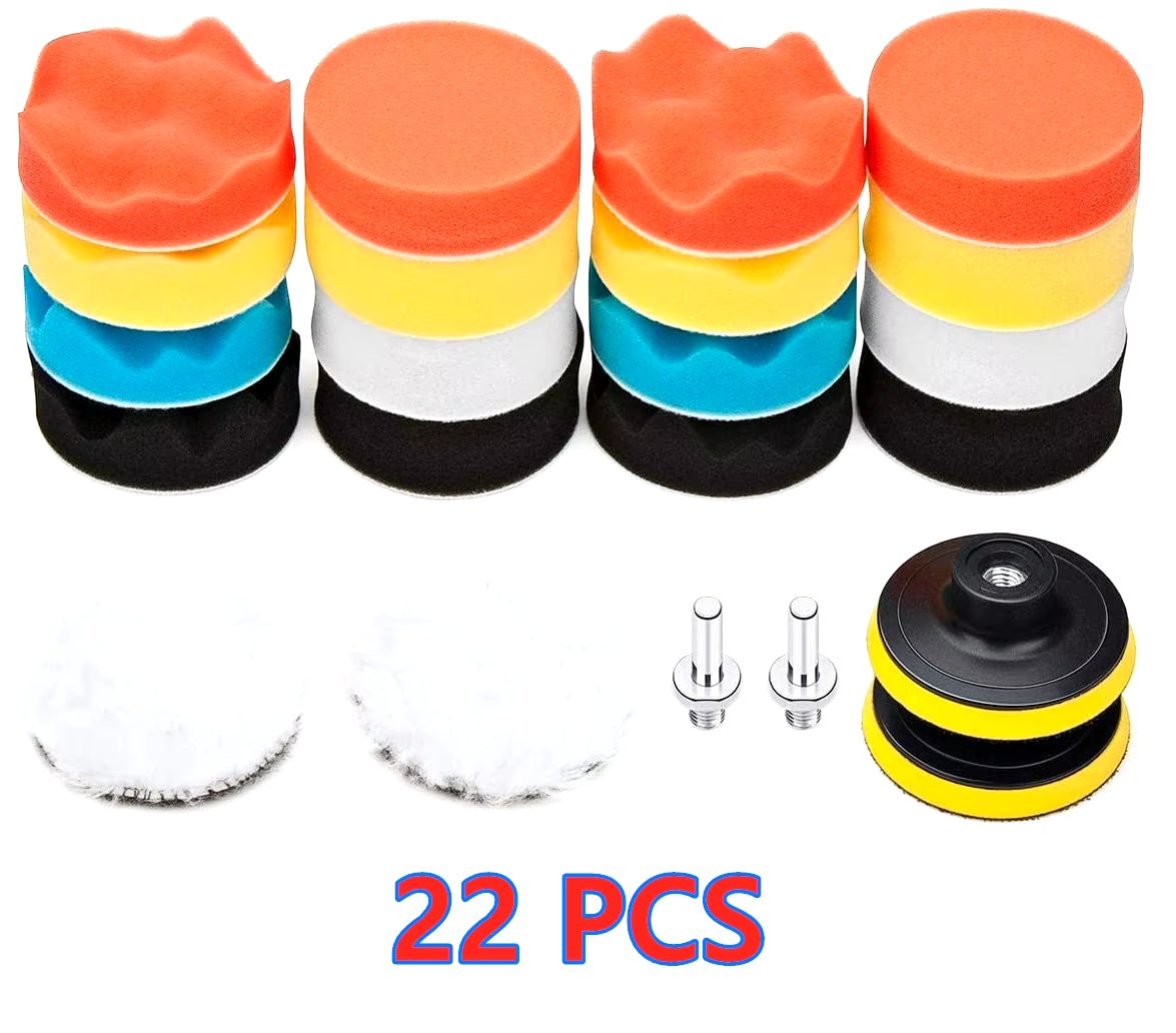 Car Polishing Sponge Pads Kit Foam Pad Buffer Kit Polishing Machine Wax Pads for Auto Motorcycle Motor Vehicle Removes Scratches - Revved Up Tools