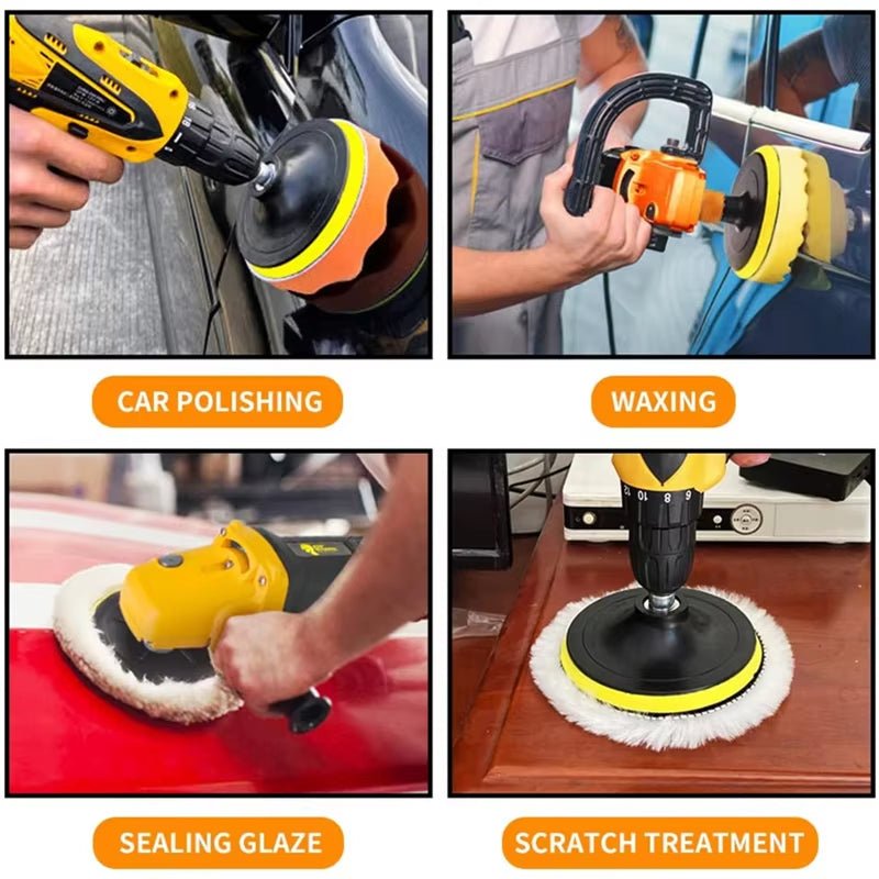 Car Polishing Sponge Pads Kit Foam Pad Buffer Kit Polishing Machine Wax Pads for Auto Motorcycle Motor Vehicle Removes Scratches - Revved Up Tools