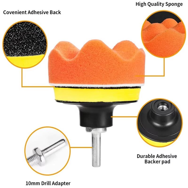 Car Polishing Sponge Pads Kit Foam Pad Buffer Kit Polishing Machine Wax Pads for Auto Motorcycle Motor Vehicle Removes Scratches - Revved Up Tools