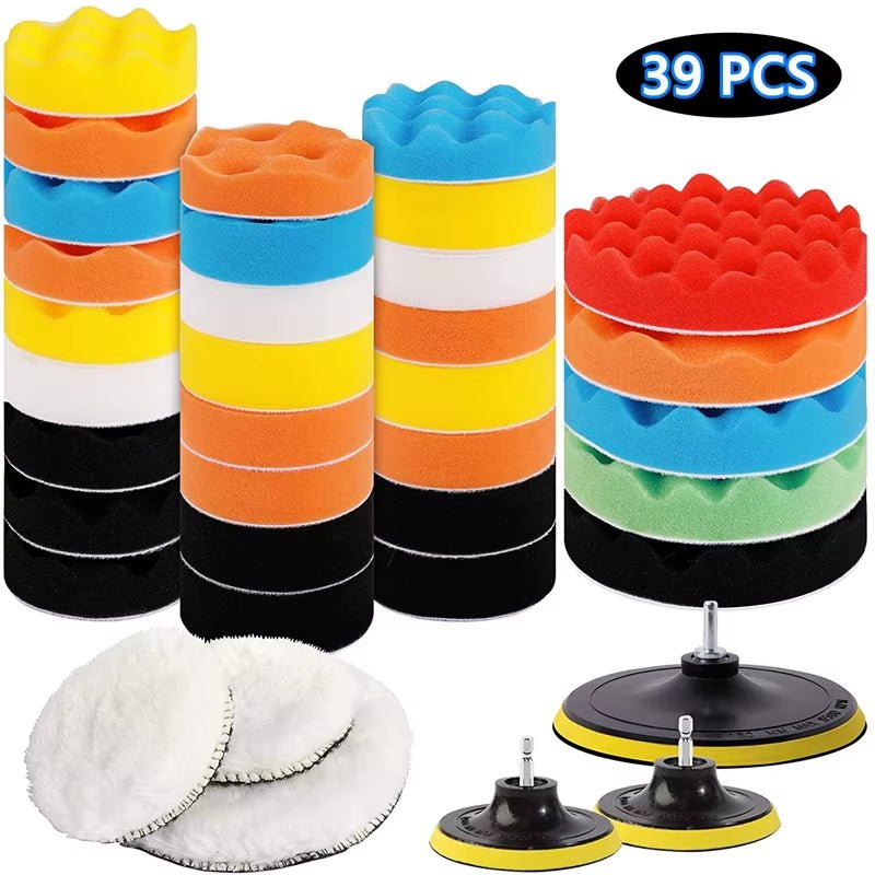 Car Polishing Sponge Pads Kit Foam Pad Buffer Kit Polishing Machine Wax Pads for Auto Motorcycle Motor Vehicle Removes Scratches - Revved Up Tools