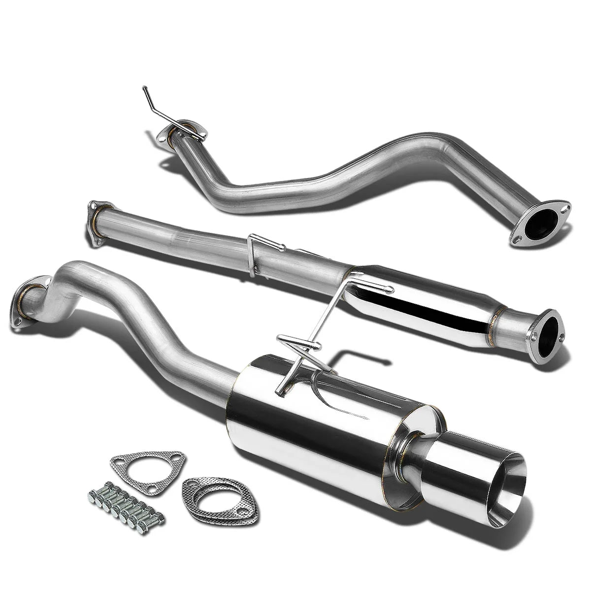 CBE-HC922-NRT for 1992 to 2000 Honda Civic EG 2/4DR Stainless Steel 4" Rolled Muffler Tip Catback Exhaust System 93 94 95 96 97 98 99 - Revved Up Tools