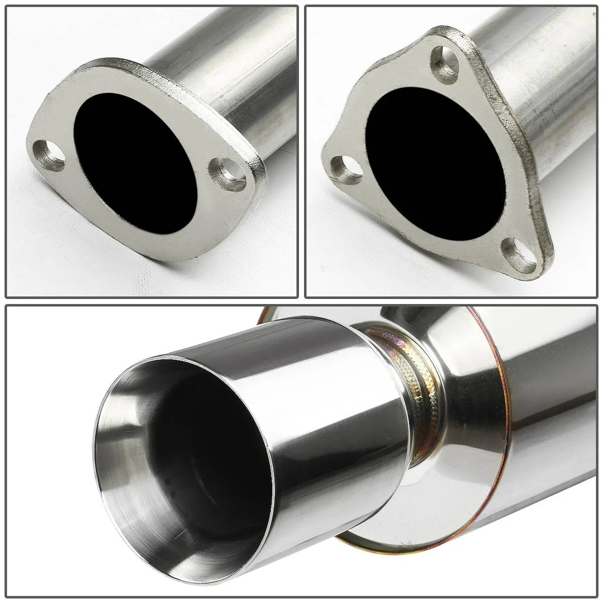 CBE-HC922-NRT for 1992 to 2000 Honda Civic EG 2/4DR Stainless Steel 4" Rolled Muffler Tip Catback Exhaust System 93 94 95 96 97 98 99 - Revved Up Tools