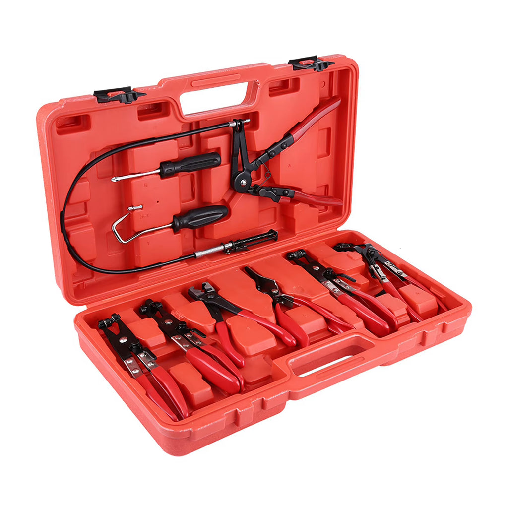9Pcs Flexible Hose Clamp Clip Plier Set Swivel Jaw Flat Angled Band Construction Automotive Tools for Car Repair Maintenance