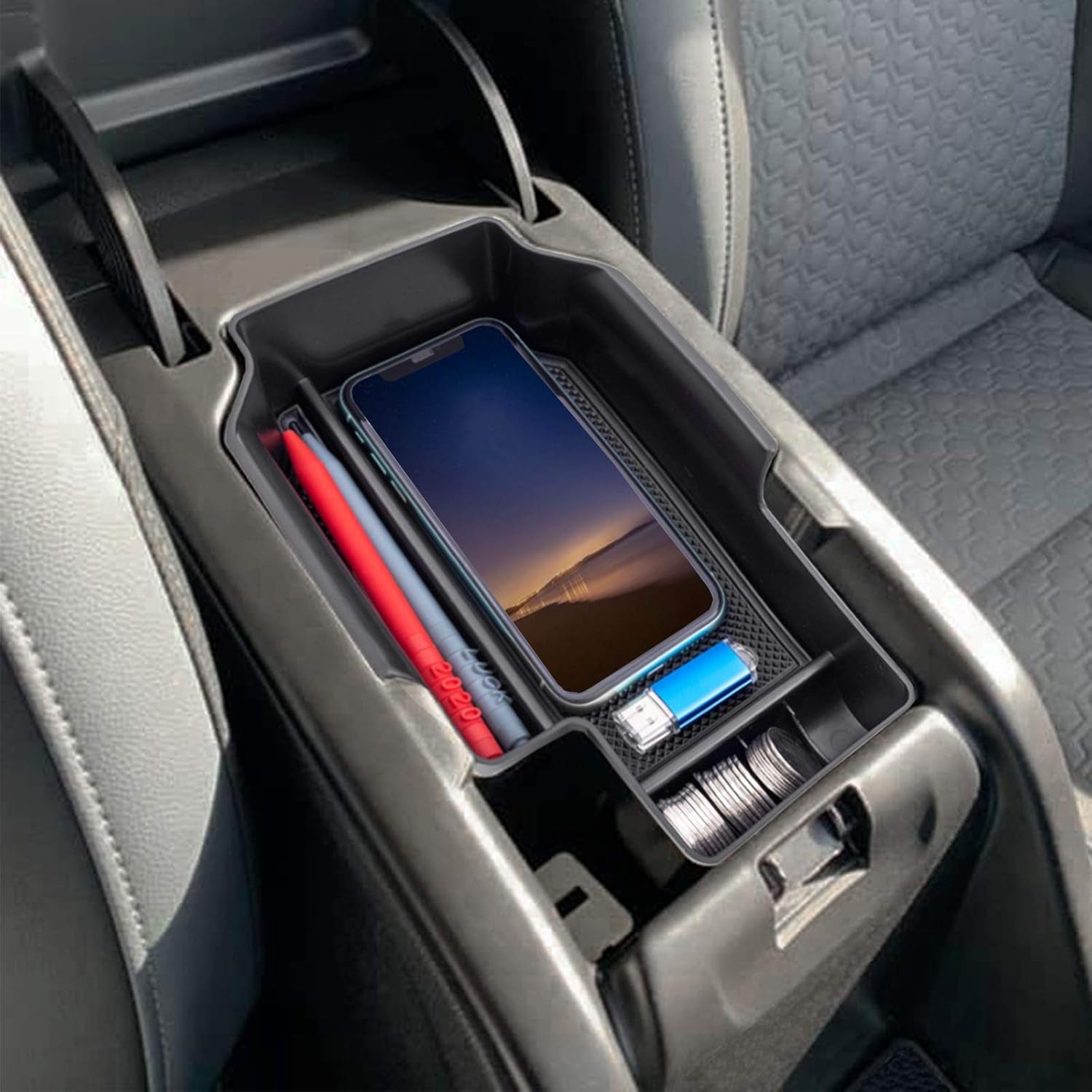 Center Console Organizer Compatible with Chevy Colorado/Gmc Canyon 2015-2021 2022, Armrest Insert Tray Secondary Storage Box-Black - Revved Up Tools