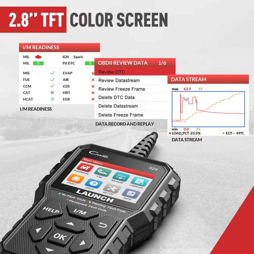 Creader 529 OBD2 Scanner Automotive Diagnostic Tool OBDII Code Reader Fault Code Read OBD Scan DIY Code Reader CR529 - Revved Up Auto