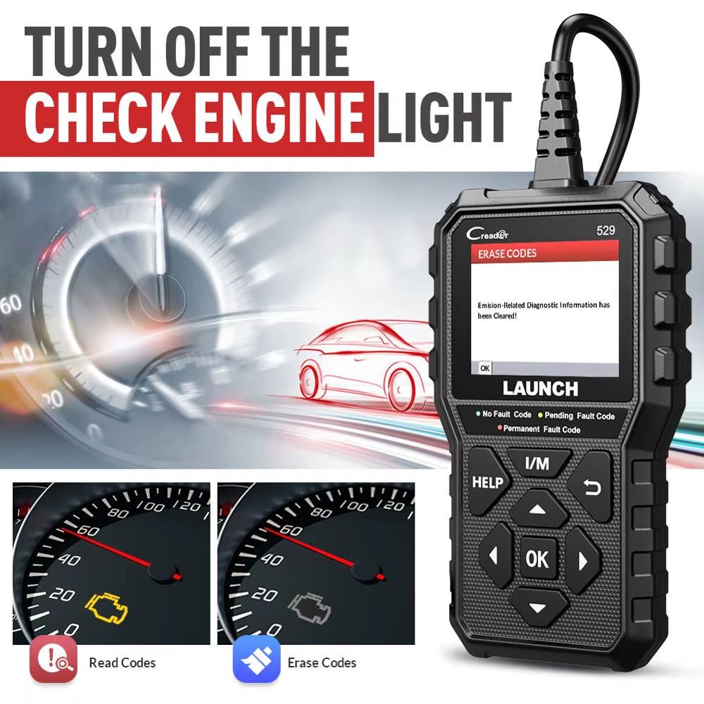 Creader 529 OBD2 Scanner Automotive Diagnostic Tool OBDII Code Reader Fault Code Read OBD Scan DIY Code Reader CR529 - Revved Up Auto