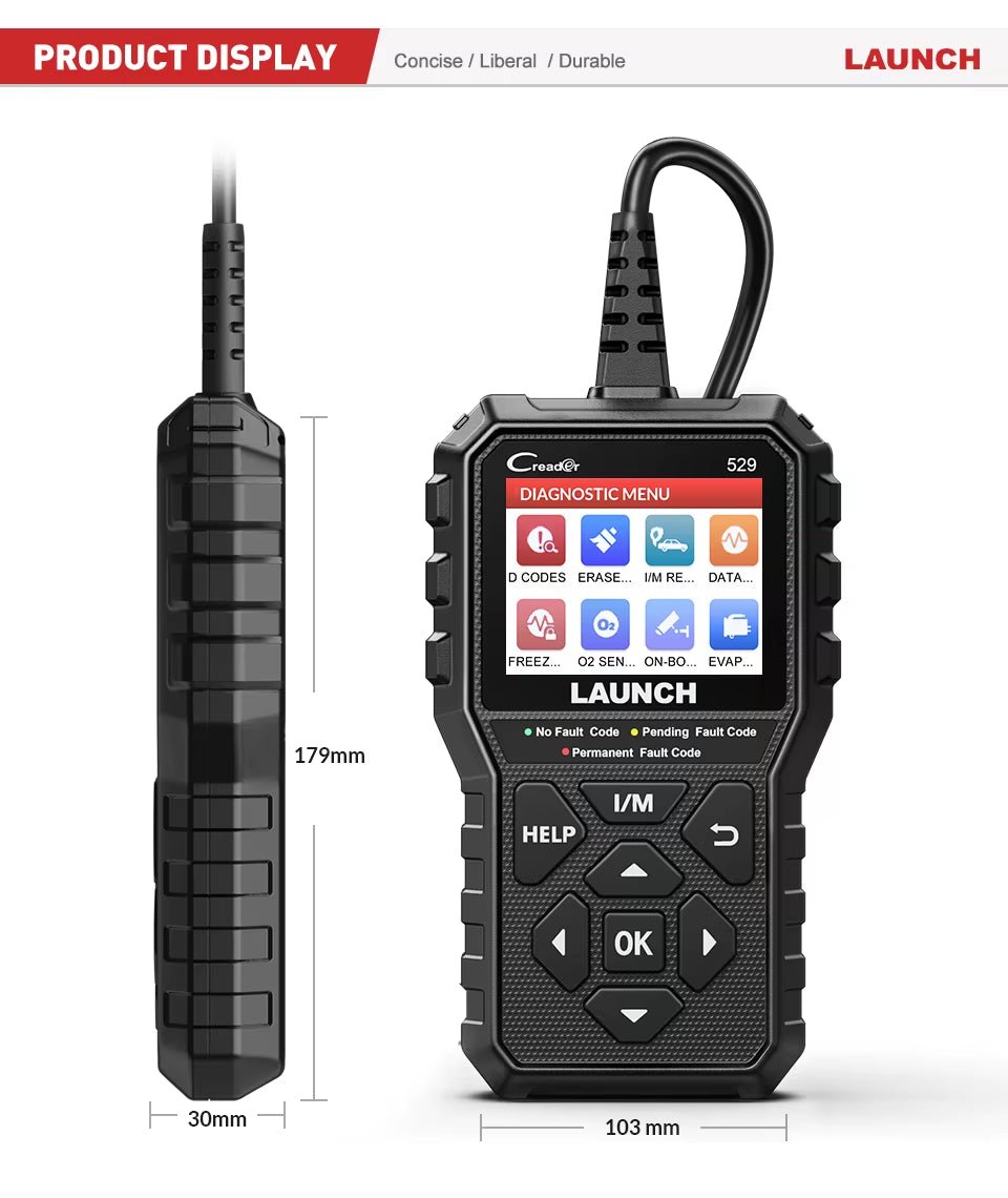 Creader 529 OBD2 Scanner Automotive Diagnostic Tool OBDII Code Reader Fault Code Read OBD Scan DIY Code Reader CR529 - Revved Up Auto