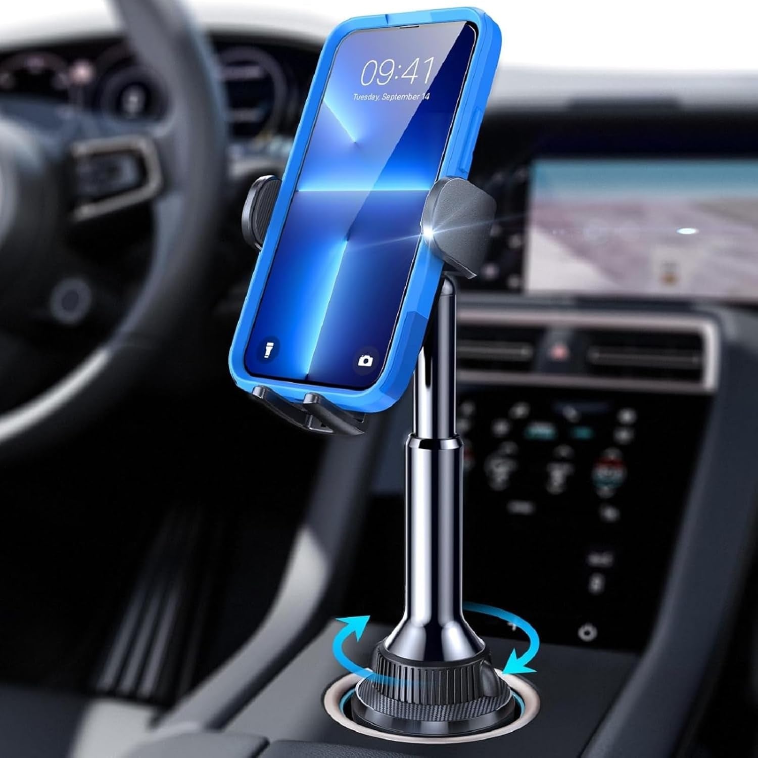 Cup Phone Holder for Car No Shaking Car Phone Holder Mount, 360° Adjustable Car Accessories for Women Truck SUV, Golf Accessories for Iphone 16E 16 15 14 13 Pro Max Samsung S25 All 4 - 7'' Phone - Revved Up Auto