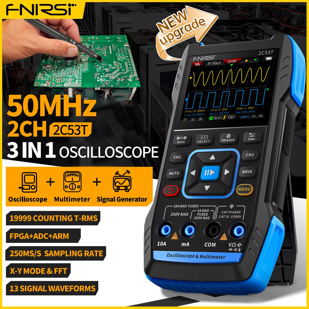 2C23T 2C53T Upgrade 50Mhz Handheld Digital Oscilloscope Multimeter Signal Generator 3 in 1 Dual Channel Automotive Tools