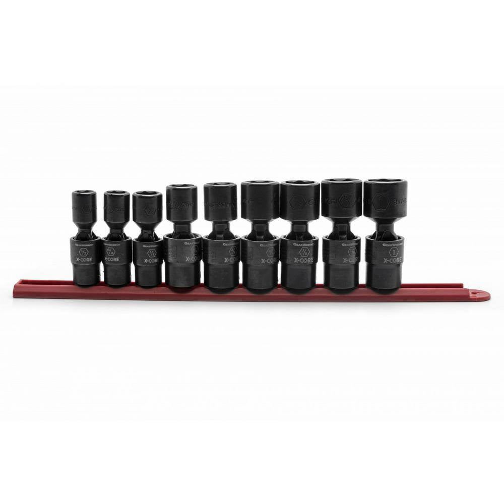 X-Core 1/2 In. Drive 6-Point Standard Pinless SAE Universal Impact Socket Set (9-Piece)