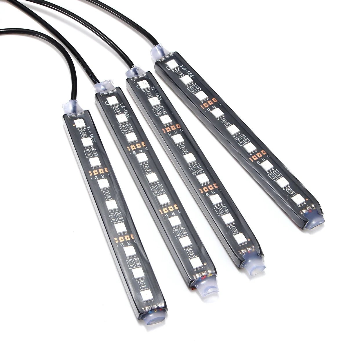 DC12V 5050 4IN1 36 LED Color Changing RGB Car Interior Decorative Floor A-Tmosphere Strip Lamp Light Car Charger APP Controlled Sound Control - Revved Up Tools