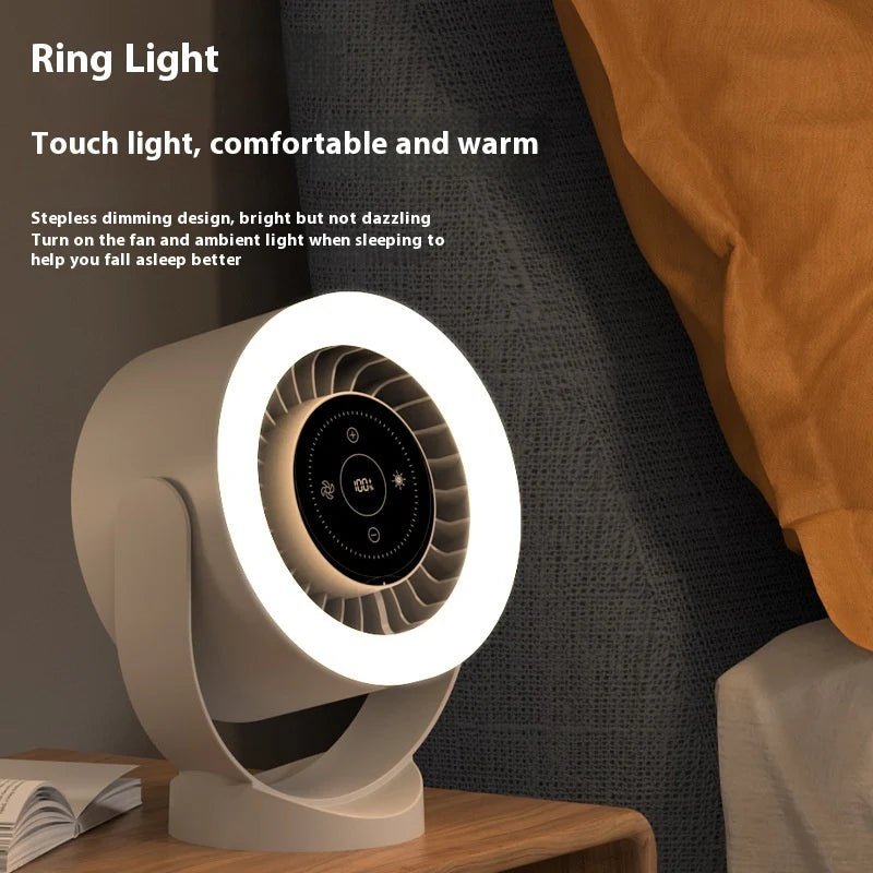 Desktop Adjustable Fan Light Rechargeable Wall Mount Table Fan Light Led Display Air Circulation Cooling USB Table Fan Light - Revved Up Auto
