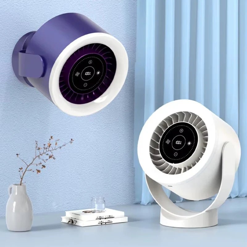 Desktop Adjustable Fan Light Rechargeable Wall Mount Table Fan Light Led Display Air Circulation Cooling USB Table Fan Light - Revved Up Auto