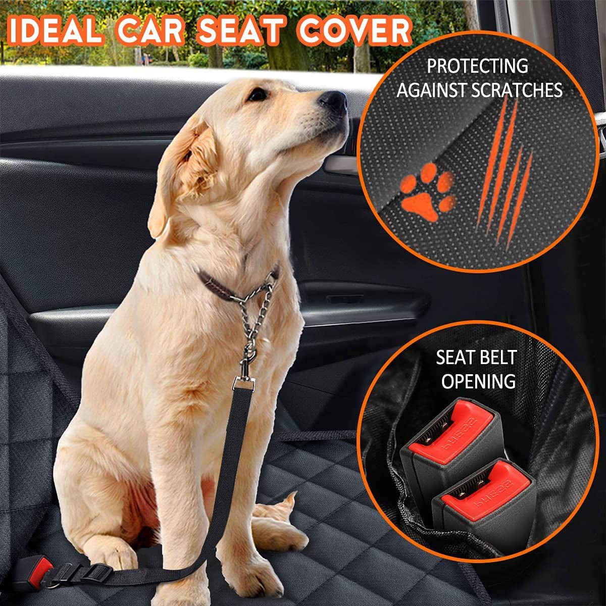 Dog Car Seat Cover, Back Seat Cover for Dogs Pet Car Seat Protector Waterproof Bench Car Seat Cover, Non-Slip Reat Seat Cover Fits Middle Armrest for Most Cars Trucks Suvs - Black - Revved Up Tools